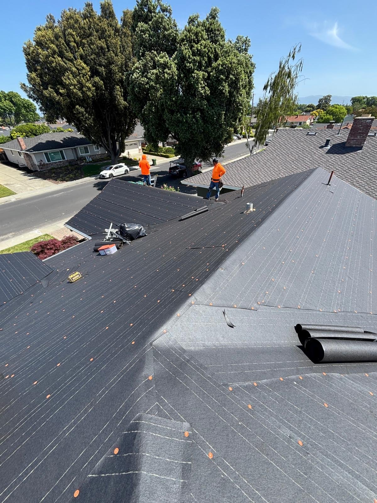 New tile roof installation